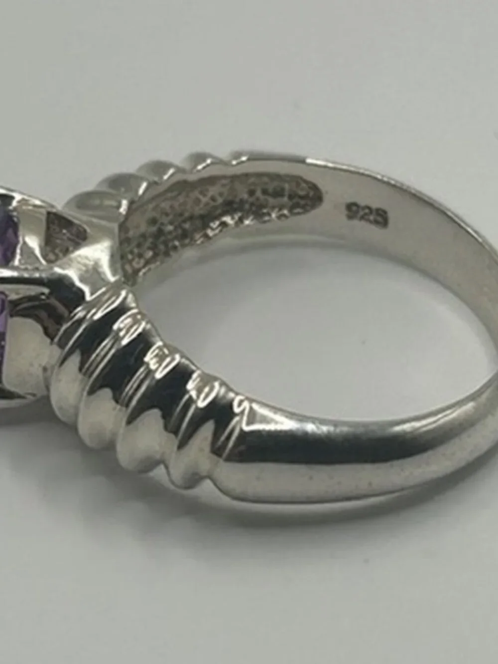 Vintage 925 Sterling Silver Amethyst Ring Womens Purple Stone Stamped Size 7